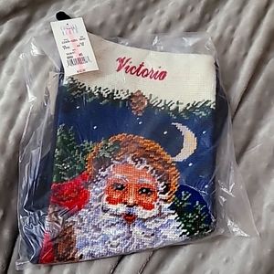 Charles Keath Christmas Stocking Santa Claus Picture "Victoria" custom monogram